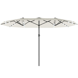 174" Double-Sided Sun Umbrella Garden Parasol Patio Sun Shade Outdoor with LED Solar Light, Khaki – view 15