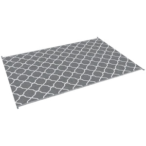 Waterproof Outdoor Rug, 6' x 9' RV Rug Reversible Mat for Backyard, Deck, Picnic, Beach, Camping, Grey & White Net