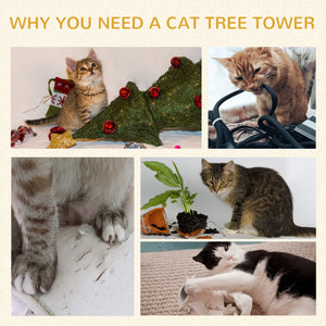 Cat Tree Kitty Tower with Sisal Mat Scratching Post, Cat Bed, Cushion, Perch, 18" x 18" x 36", Brown – view 13