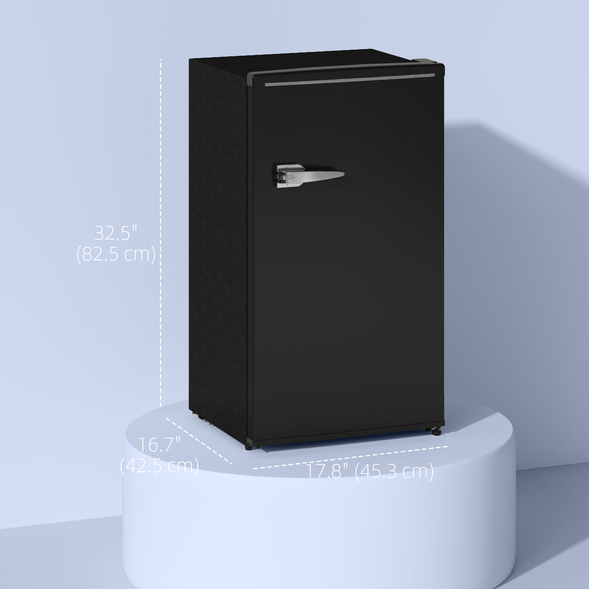 Retro Mini Fridge, 3.1 Cu. Ft Single Door Compact Refrigerator with Adjustable Thermostat, 2 Glass Shelves, Black