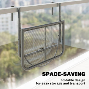 Adjustable Balcony Hanging Railing Table, Metal Mounting Mini Wall Desk Storage Rack – view 11