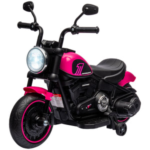 Aosom 6V Kids Motorcycle with Training Wheels, Foot Pedal, Headlight, Music, Forward/Reverse, Single-Button Start