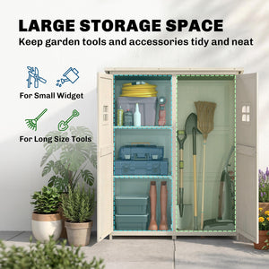 4x1.5ft Wooden Garden Storage Shed, Outdoor Tool Cabinet Organizer with Windows and Double Door, Nature Wood