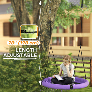 Qaba 100cm Diameter Nest Seat for Kids with Height Adjustable Hanging Ropes for Outdoor, Playground, Garden