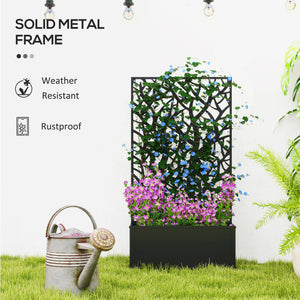 Metal Raised Garden Bed with Privacy Panel, Freestanding or Wall Mounted Outdoor Planter Box for Garden, Patio