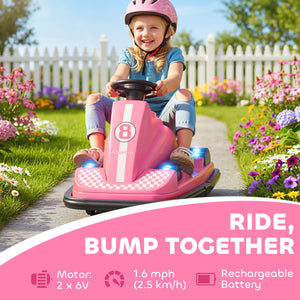 Qaba Bumper Car for Kids, 6V Battery Powered Bumping Car with 360 Degree Spin, Dual Motors, Music, for 3-8 Years