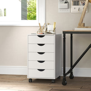 File Cabinet with 5 Drawer Wheels, 15.7" x 15.7" x 26.4", Black – view 14