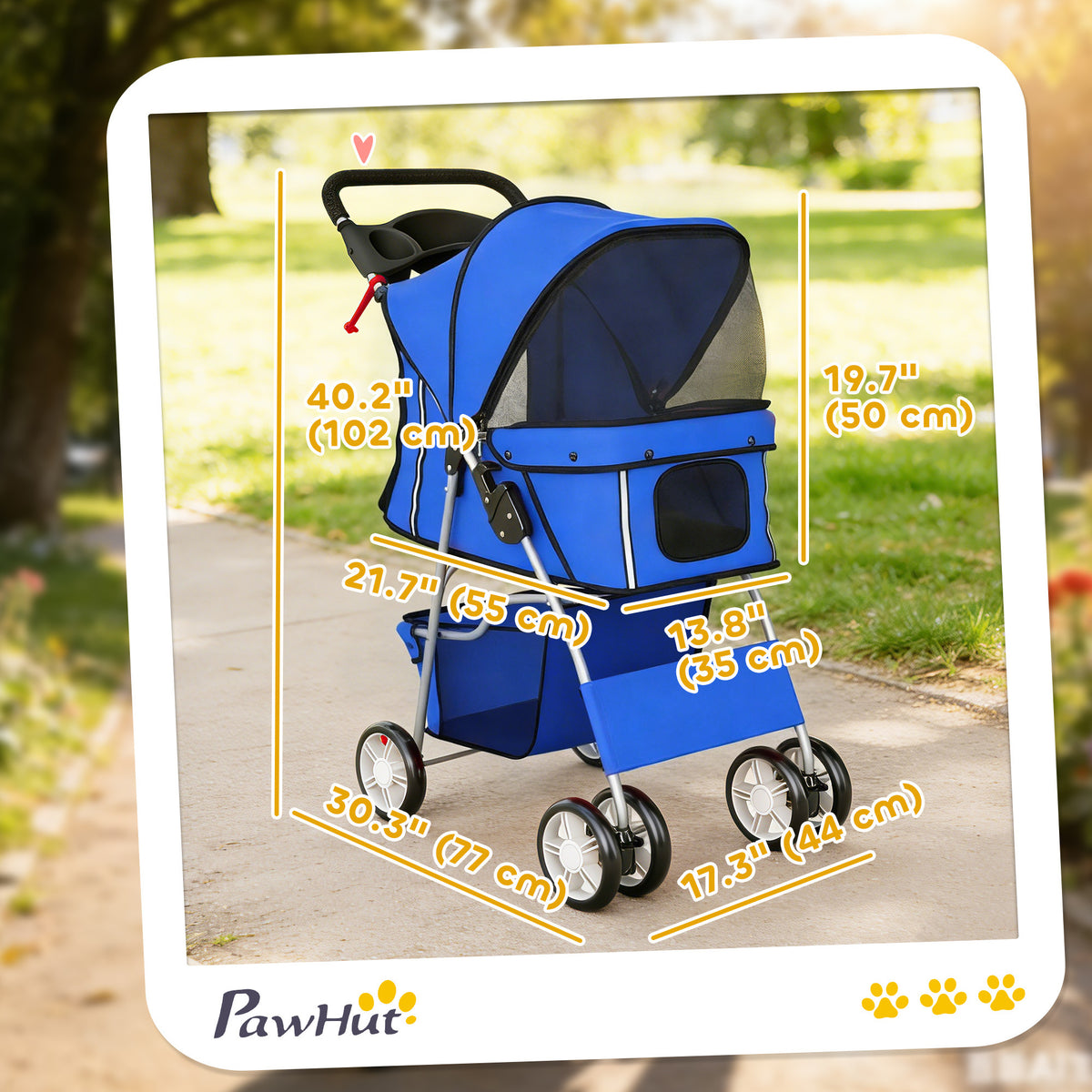 Pet Stroller with Reflective Strips, Foldable Cat Stroller with 360° Swivel Wheels for Small Dogs and Cats – view 2