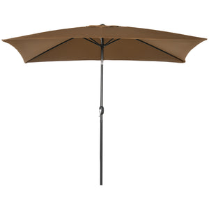 6.5x10ft Rectangle Aluminum Tilt Patio Umbrella, Garden Market Parasol, Outdoor Sunshade Canopy with Crank, Coffee