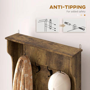4-In-1 Hall Tree with Coat Rack, Top Shelf, Shoe Storage and Bench Seat, Entryway Bench with 4 Hooks