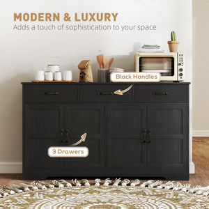 Sideboard Buffet Cabinet with Storage, Modern Coffee Bar Cabinet with 3 Drawers and Adjustable Shelves – view 5