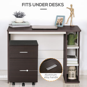 Mobile Filing Cabinet, Vertical File Cabinet with 2 Drawers, Wheels, for Letter or A4 File, Natural