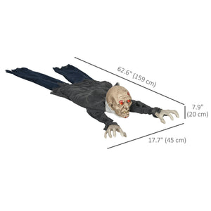 55.9 Inch/4.7ft Life Size Outdoor Halloween Decoration Hanging Mummy with Spider Web, Animated Prop Decor with Sound and Motion Activated, Light Up Eyes, Creepy Sound