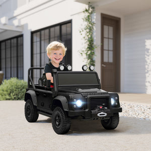 Qaba Land Rover Licensed Kids Ride on Truck with Remote Control, Spring Suspension, LED Lights, 3 Speed for Ages 3-5