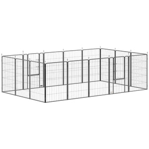 16 Panels Dog Playpen with Straps, Portable & DIY, for Small Dogs, for Yard, RV, Camping, Garden, 24" Height