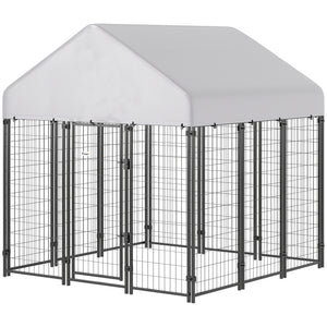 Outdoor Dog Kennel with Waterproof UV-Resistant Cover, 4 x 4 x 4.5 ft