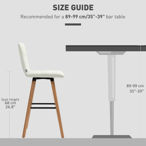 Modern Bar Stools Set of 2, 38" Upholstered Kitchen Island Stool with Solid Wood Legs, Grey – view 13