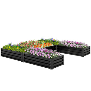 Steel Raised Garden Bed, Set of 5 Large Box Planters for Outdoor Plants Vegetables Flowers Herbs, 8x8x1ft