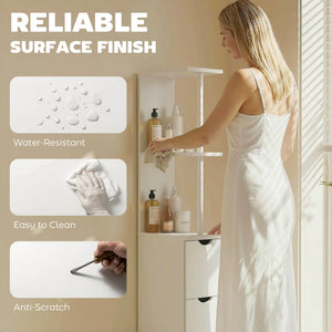 Tall Bathroom Storage Cabinet, Narrow Bathroom Cabinet with Drawers and Open Shelves for Small Spaces – view 20
