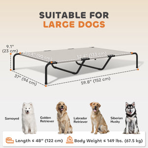 Elevated Dog Bed, Outdoor Dog Cot, Raised Dog Bed for Large Dogs with Breathable Mesh, Beige – view 2
