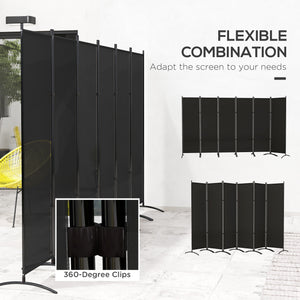 6 Panel Folding Room Divider, UV30+ Privacy Screen, Indoor Outdoor Privacy Panel with Stable Base, Beige – view 12