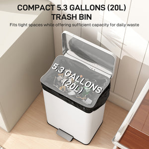 Garbage Bin, Soft-Close Trash Can with Foot Pedal, 5 Gallon (20 L) Garbage Can with Removable Inner Bucket – view 10