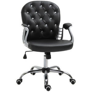 Office Chair, Comfortable Computer Desk Chair with Padded Seat and Adjustable Height, Tufted Back, Black