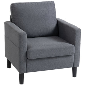 Accent Chair Upholstered Modern Armchair for Living Room with Thick Padded Seat and Armrests Dark Grey