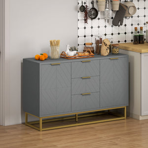 47" Storage Cabinet with Doors, Adjustable Shelves, 3 Drawers, Metal Legs for Kitchen Storage, Home Use – view 14
