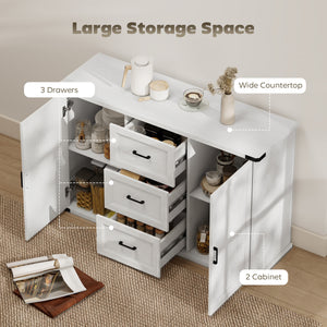 Sideboard with 3 Drawers and 2 Doors, 47" Buffet Cabinet with Adjustable Shelves for Kitchen – view 10