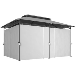 10' x 13' Double Roof Patio Gazebo, Outdoor Gazebo with Curtains, for Garden, Lawn, Backyard and Deck