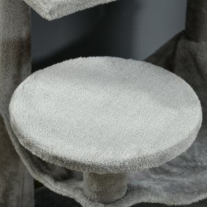 Tall Cat Tree for Indoor Cats, 56" Multi-Level Cat Tower with Hammock, Cat Bed, Cat Condo with Sisal Scratching Posts, Grey