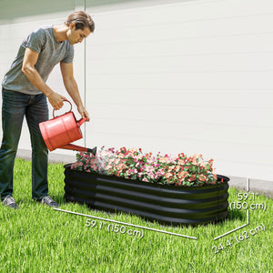 4.9 x 2 x 1ft Galvanized Raised Garden Bed Kit, Metal Planter Box with Safety Edging, Black – view 2