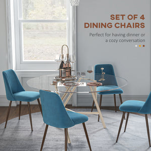 Upholstered Dining Chairs Set of 4, Velvet Accent Chair with Back and Wood-grain Steel Leg for Kitchen – view 15