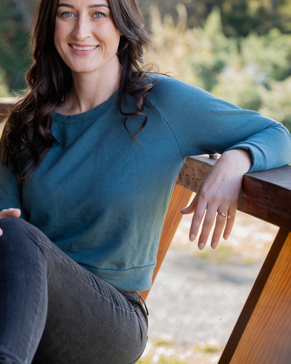 CLASSIC - Womens TENCELâ„¢ Lyocell Crop Sweater Slate Blue