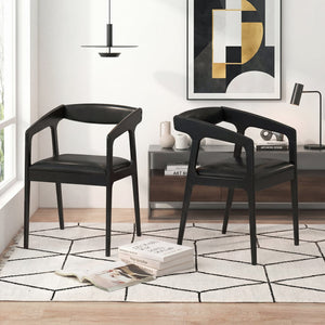 Upholstered Armchairs Set of 2 with Cozy Backrest and Padded Seat Cushion-Black view 3
