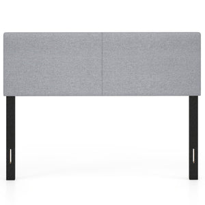Upholstered Headboard Queen/Full Size Vertical Quilted Linen Fabric Bed Frame Mount Panel-Gray view 4