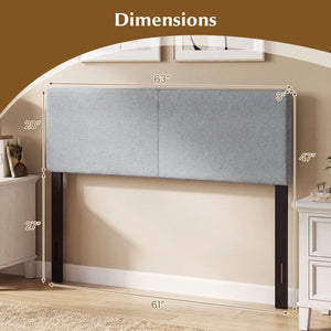 Upholstered Headboard Queen/Full Size Vertical Quilted Linen Fabric Bed Frame Mount Panel-Gray view 5
