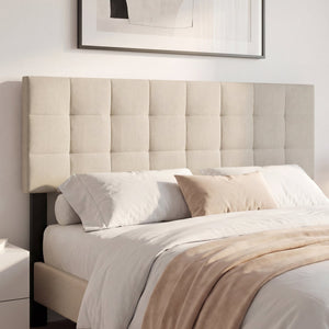 Upholstered Headboard Queen/Full Size Quilted Grid Linen Fabric Bed Frame Mount Panel-Beige view 2