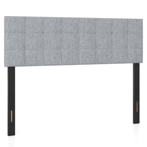 Upholstered Headboard Queen/Full Size Quilted Grid Linen Fabric Bed Frame Mount Panel-Gray