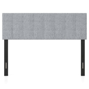 Upholstered Headboard Queen/Full Size Quilted Grid Linen Fabric Bed Frame Mount Panel-Gray view 4