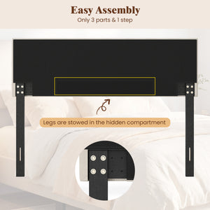 Upholstered Headboard Queen/Full Size Tufted Linen Fabric Bed Frame Mount Panel-Beige view 9