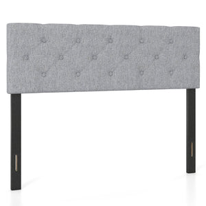 Upholstered Headboard Queen/Full Size Tufted Linen Fabric Bed Frame Mount Panel-Gray