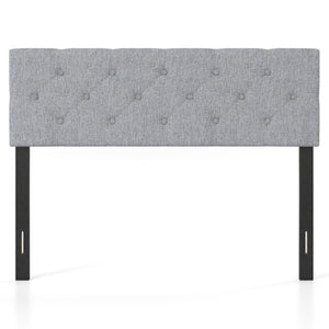 Upholstered Headboard Queen/Full Size Tufted Linen Fabric Bed Frame Mount Panel-Gray view 4