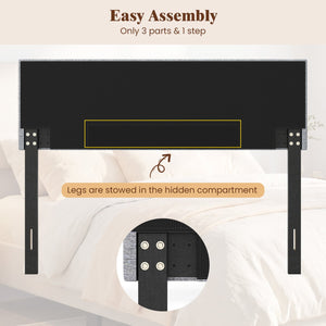 Upholstered Headboard Queen/Full Size Tufted Linen Fabric Bed Frame Mount Panel-Gray view 9