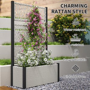 Wicker Outdoor Planter with Trellis, 58" Standing Garden Bed with Liner – view 13