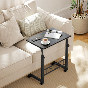 Mobile Standing Desk with Adjustable Height, 23.5 inch Stand Up Desk with Wheels, Natural Wood
