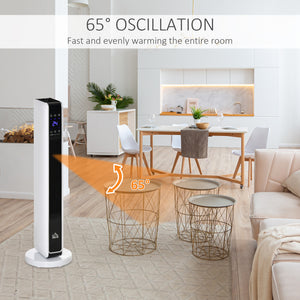 Ceramic Tower Heater, Oscillating Space Heater with Remote Control, Timer, Tip-Over & Overheat Protect, 750W/1500W