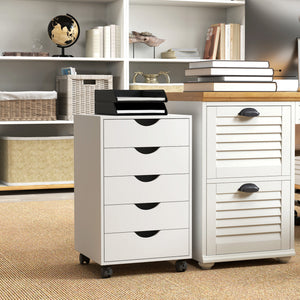 File Cabinet with 5 Drawer Wheels, 15.7" x 15.7" x 26.4", Black – view 13