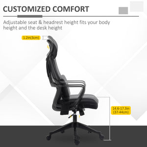 Office Chair High Back, Ergonomic Mesh Computer Chair Executive Task Chair with Massage Lumbar Support & Headrest Rocking